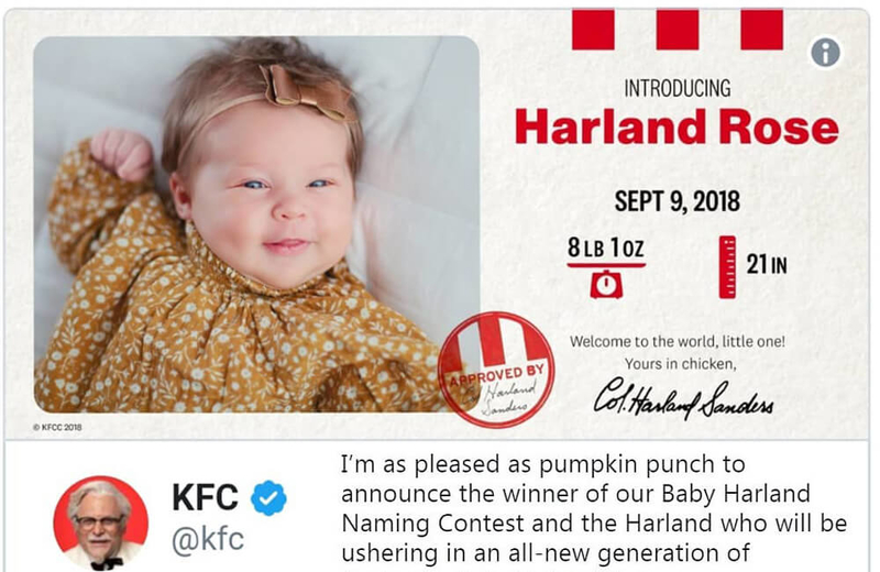 KFC, Please Name My Baby! - 2018 | twitter.com/kfc