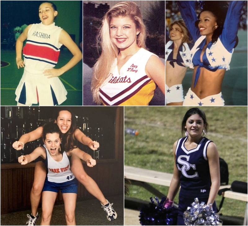 Give a Shout for These Famous Celebrity Cheerleaders Part 2 | Instagram/@rashidajones & Seth Poppel/Yearbook Library & Twitter/@MsJillMJones & Instagram/@hilarieburton & Twitter/@ctranbtw