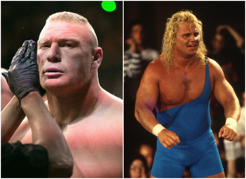 Brock Lesnar vs. Curt Hennig | Getty Images Photo by Rey Del Rio & Alamy Stock Photo by CelebrityArchaeology.com