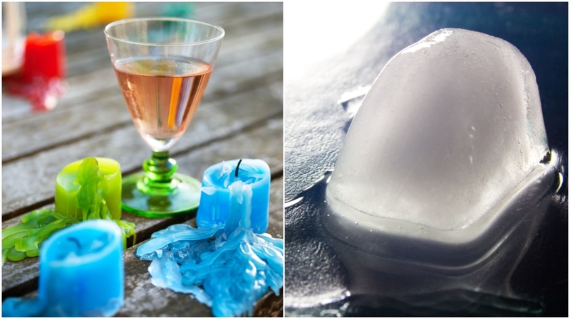 Use Ice Cubes Remove To Remove Candle Wax | Alamy Stock Photo