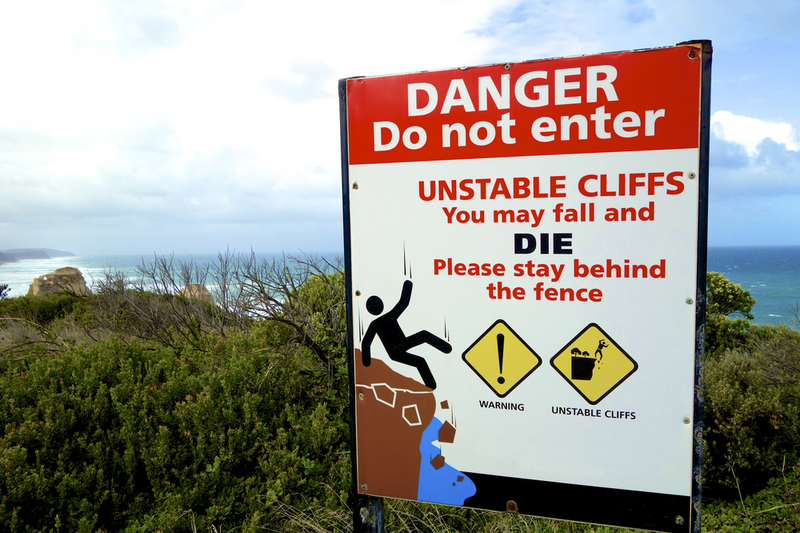Cliff Warnings | Michael Leslie/Shutterstock