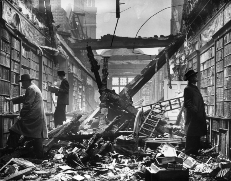 London Readers Continue To Browse At A Bombed library, WWII | Getty Images Photo by Harrison