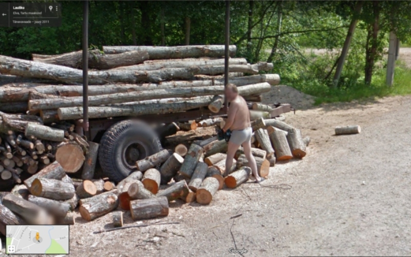 Holzfällerei wird viel zu wenig beachtet | Imgur.com/bigballsbalouney via Google Street View
