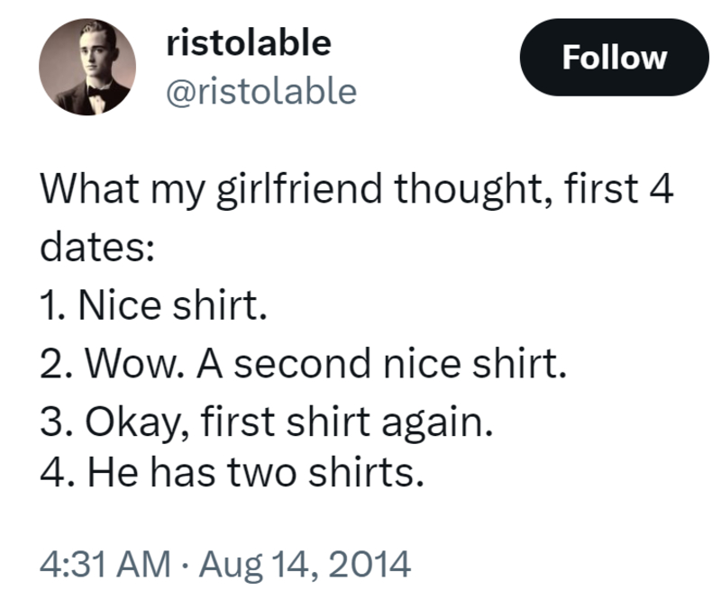 Una camisa, dos camisas, camisa roja, camisa azul | Twitter/@ristolable